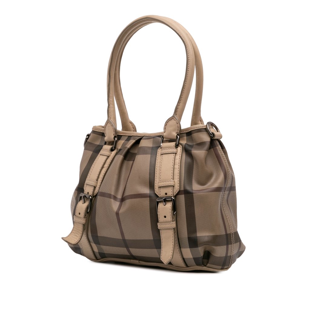 Burberry Smoke Check Coated Canvas Northfield Satchel - Back view
