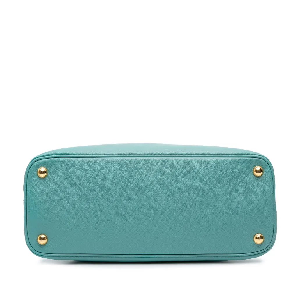 Prada Medium Saffiano Lux Promenade Satchel Blue Leather Good - Inside View