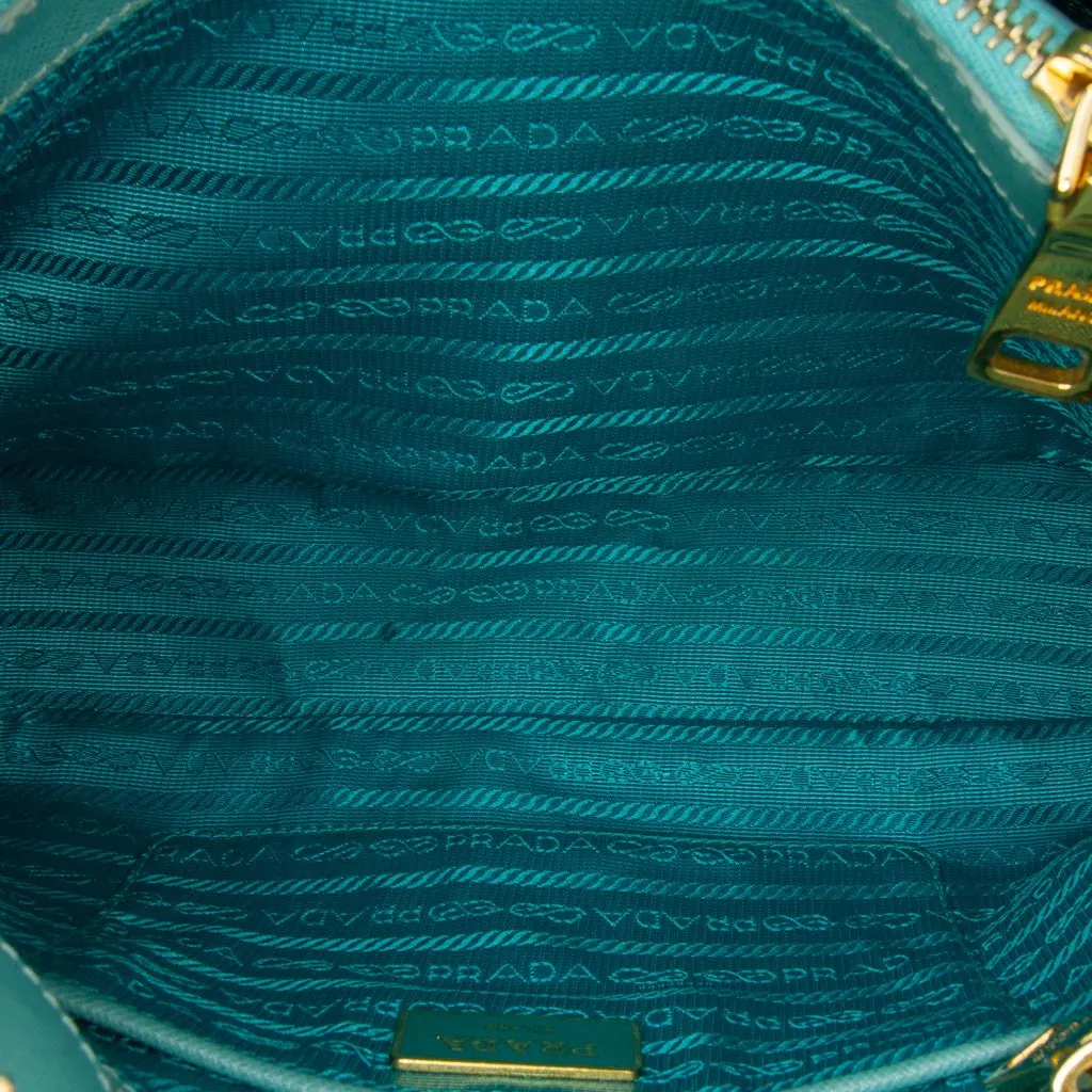 Prada Medium Saffiano Lux Promenade Satchel Blue Leather Good - Box View