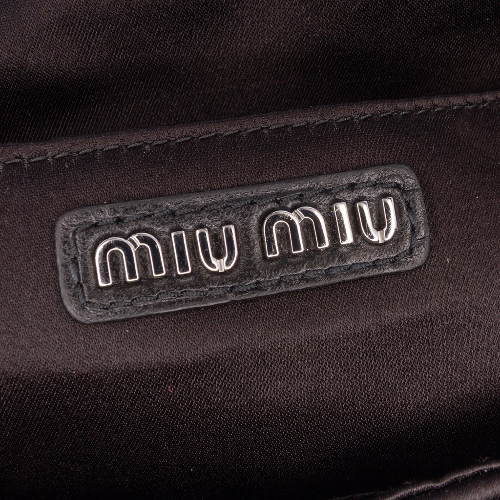 Miu Miu Mini Crystal Embellished Satin Chain Crossbody - 5