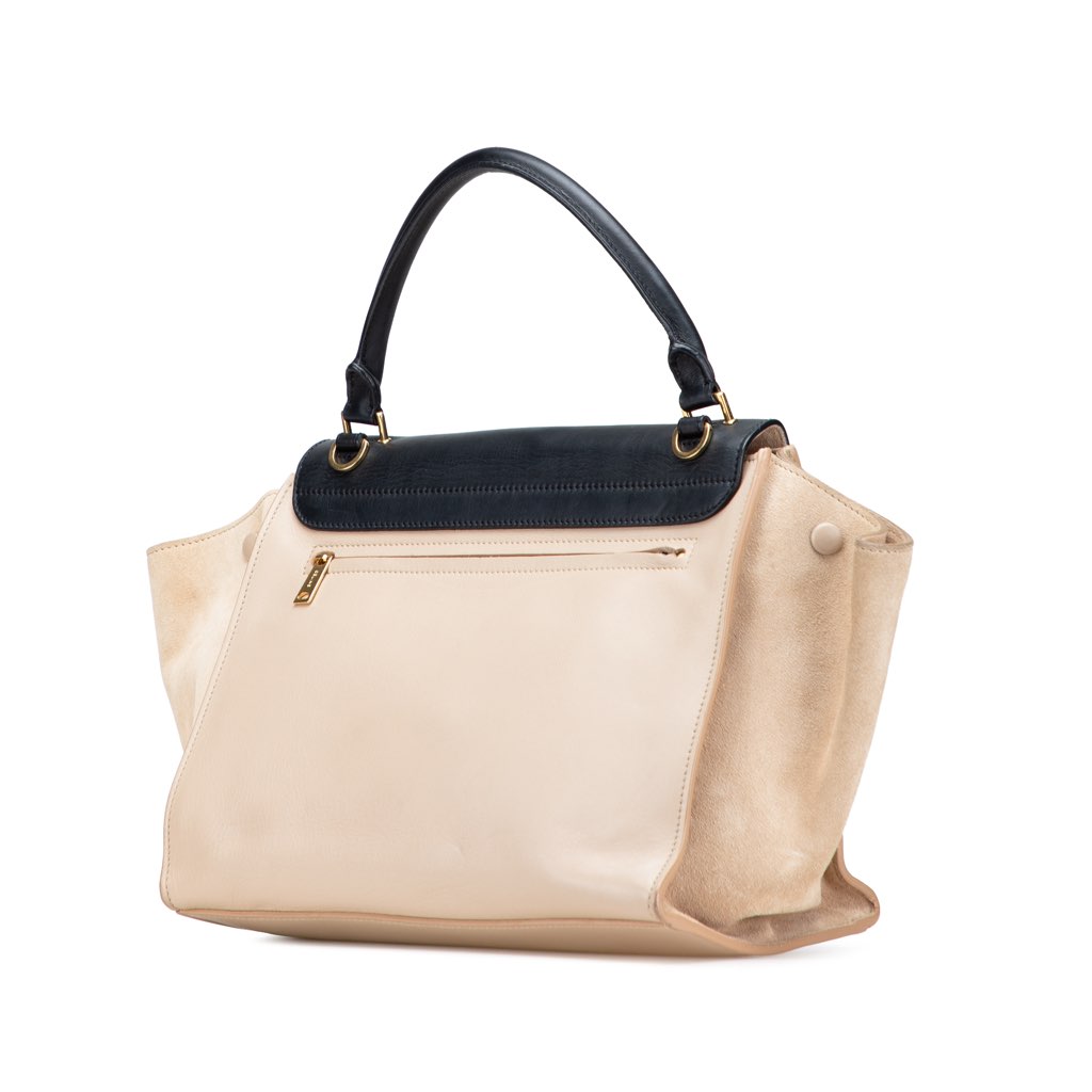 Celine Medium Bicolor Calfskin and Suede Trapeze Satchel - Back view