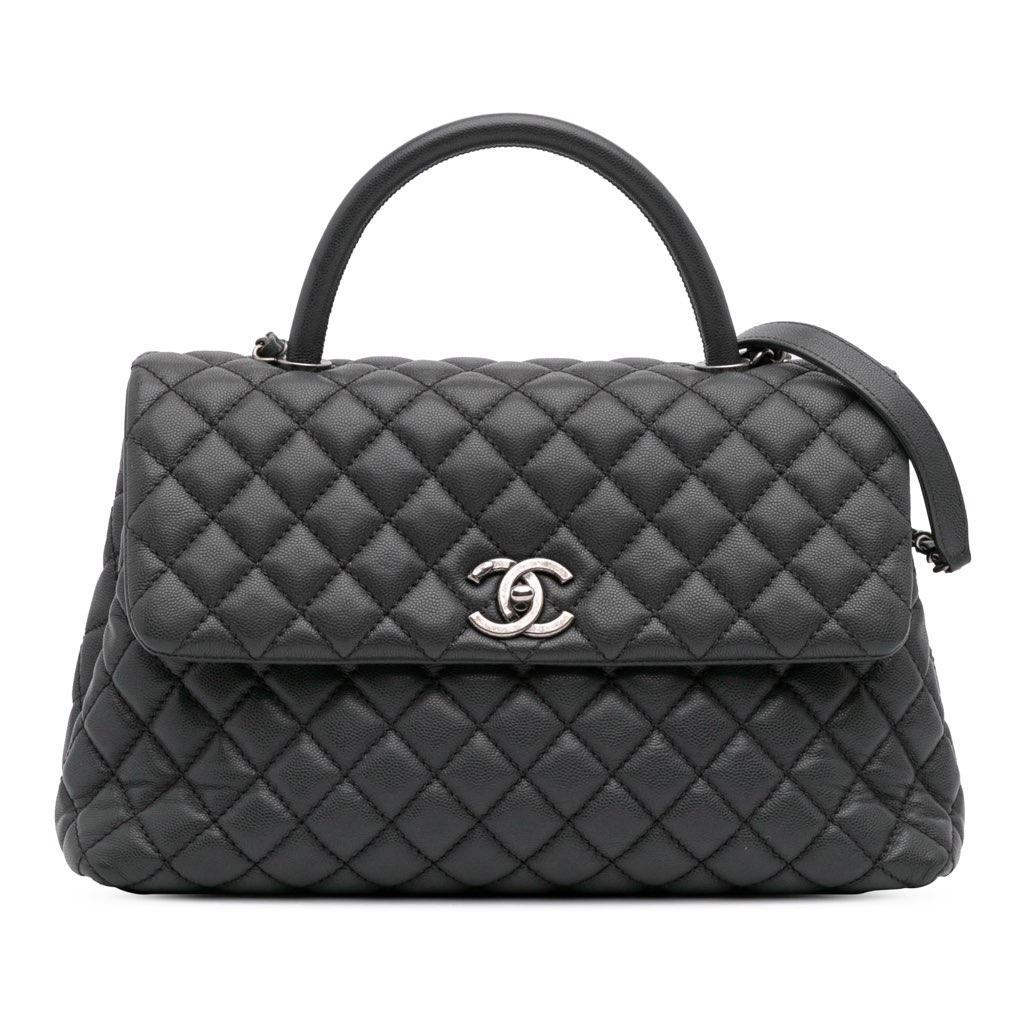 Chanel Large Quilted Caviar Coco Top Handle Bag