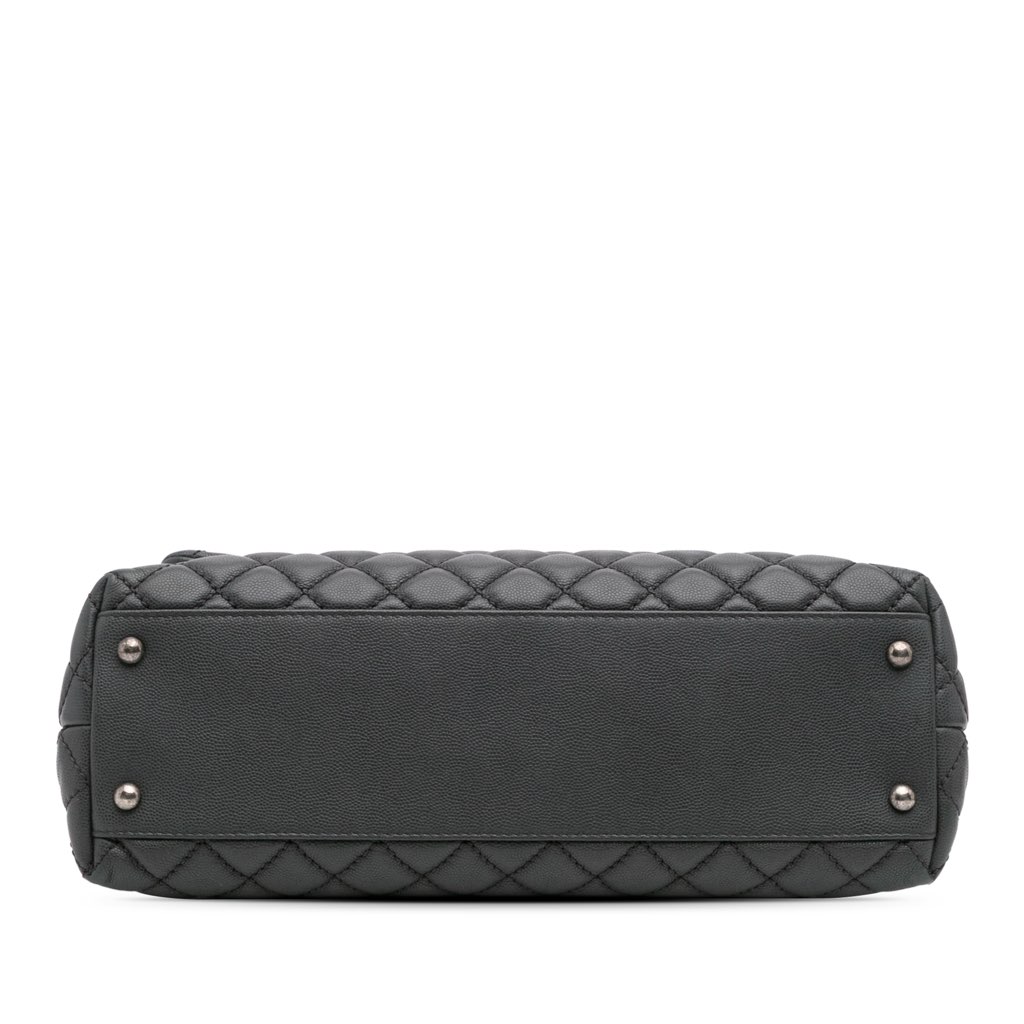Chanel Large Quilted Caviar Coco Top Handle Bag - 3
