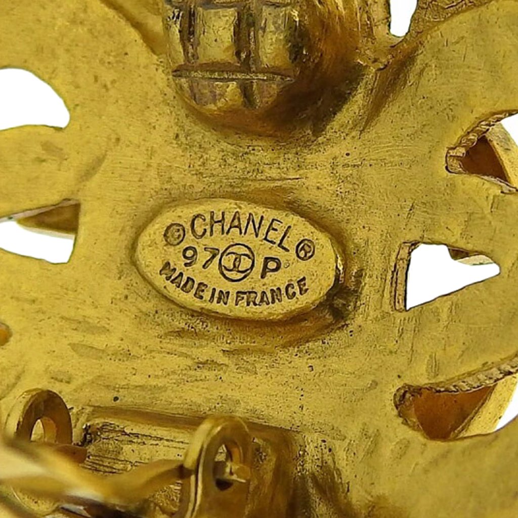 Chanel Gold Plated CC Flower Clip On Earrings - 4