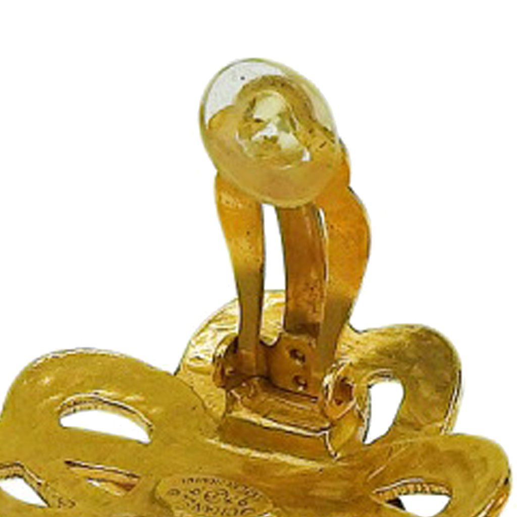 Chanel Gold Plated CC Flower Clip On Earrings - 5