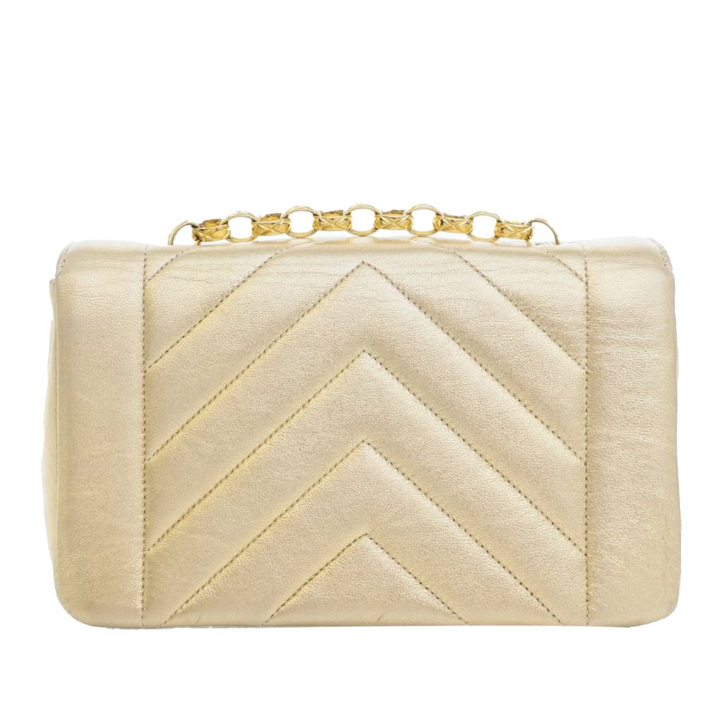 Chanel Small Chevron Metallic Lambskin V Stitch Bijoux Flap - 3