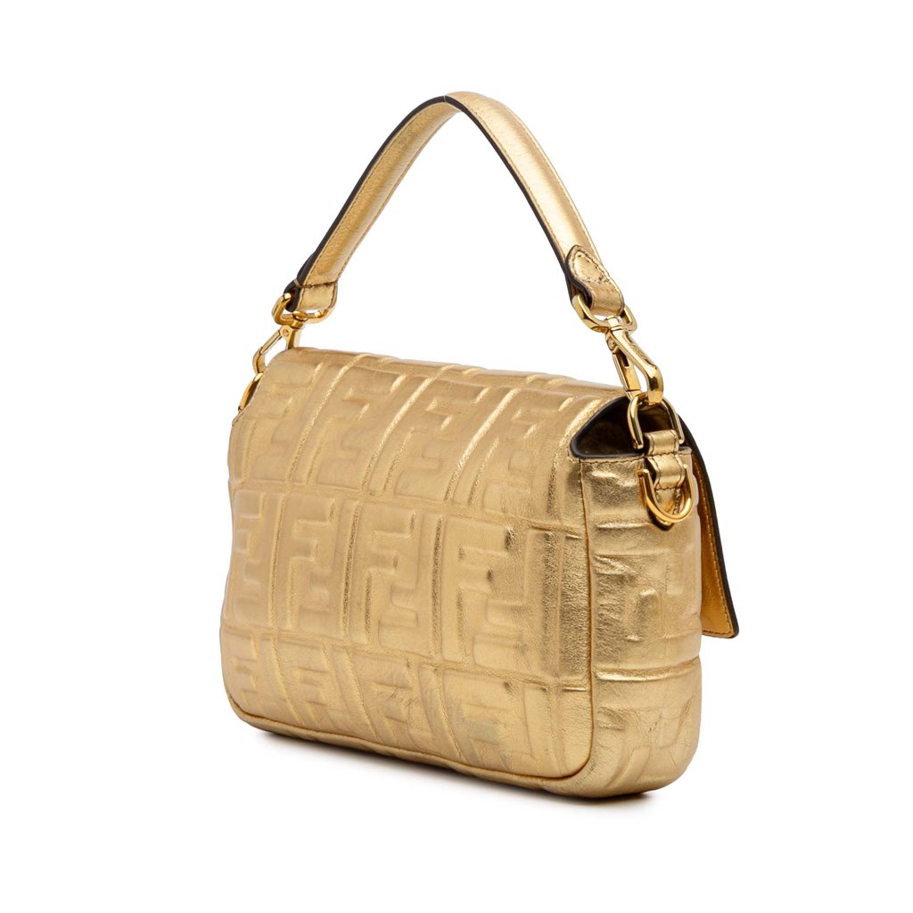 Fendi Zucca Embossed Leather Baguette Satchel - 2