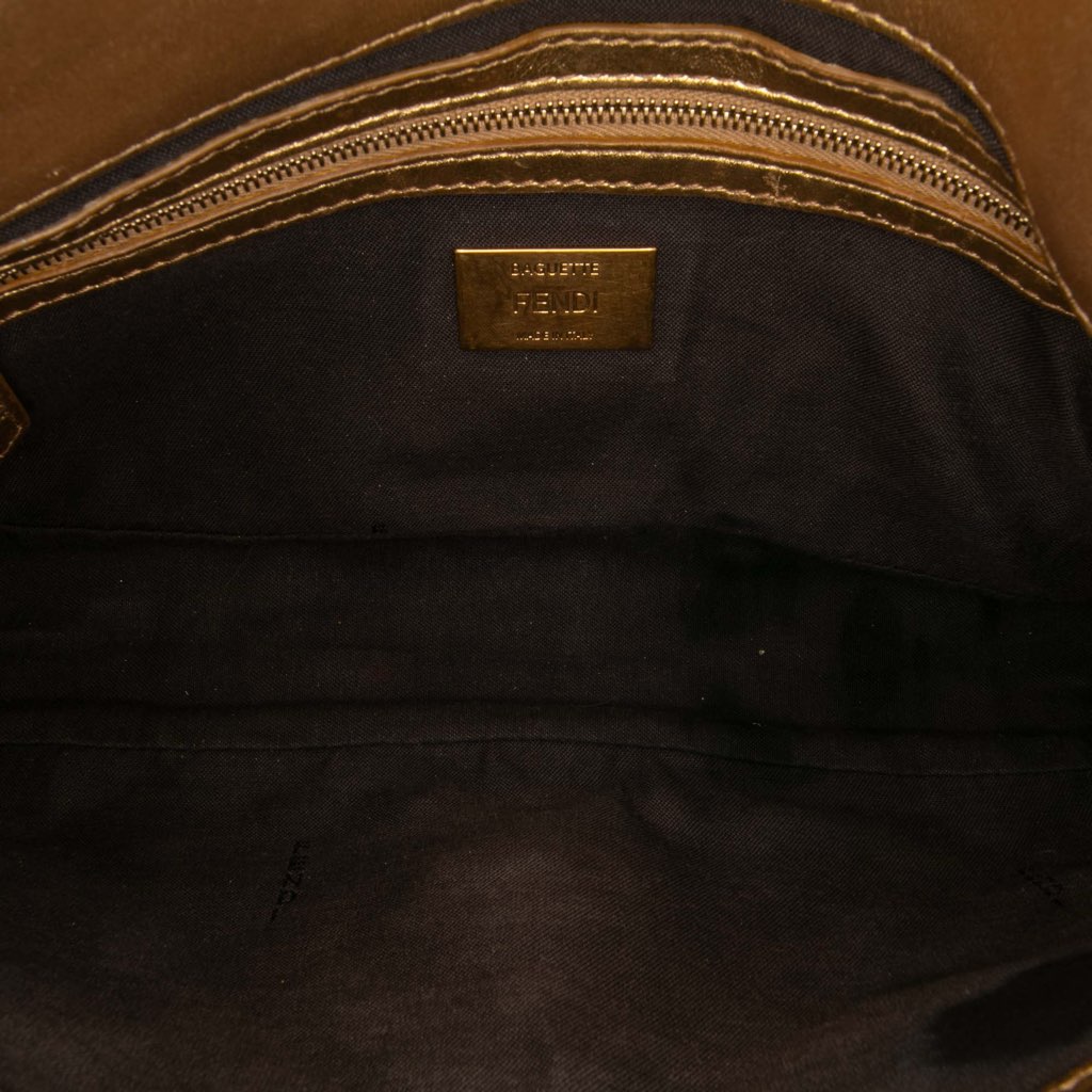 Fendi Zucca Embossed Leather Baguette Satchel - 4