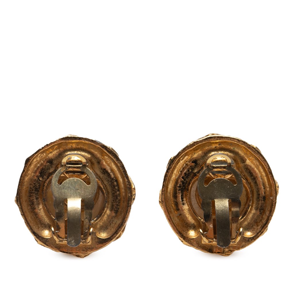 Chanel Gold Plated Faux Pearl Clip on Earrings - Back view