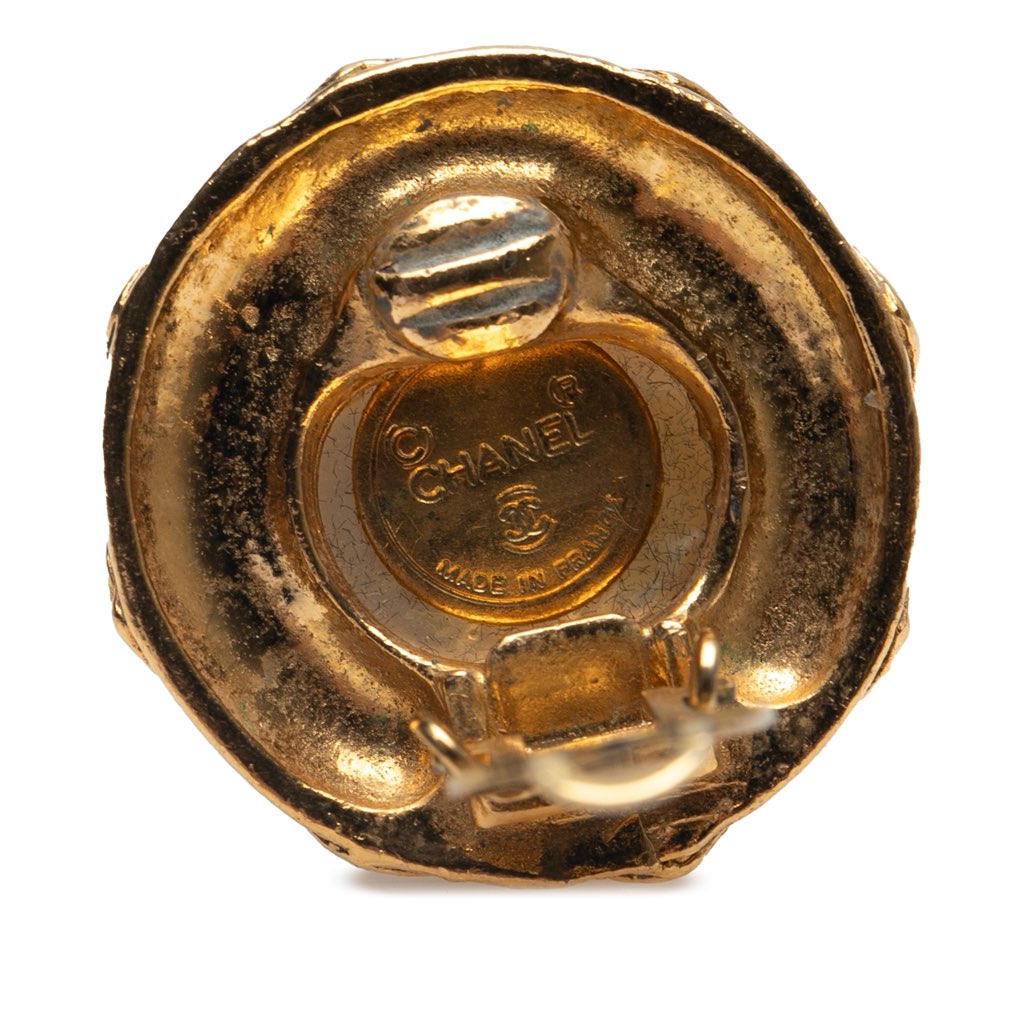 Chanel Gold Plated Faux Pearl Clip on Earrings - Image 6