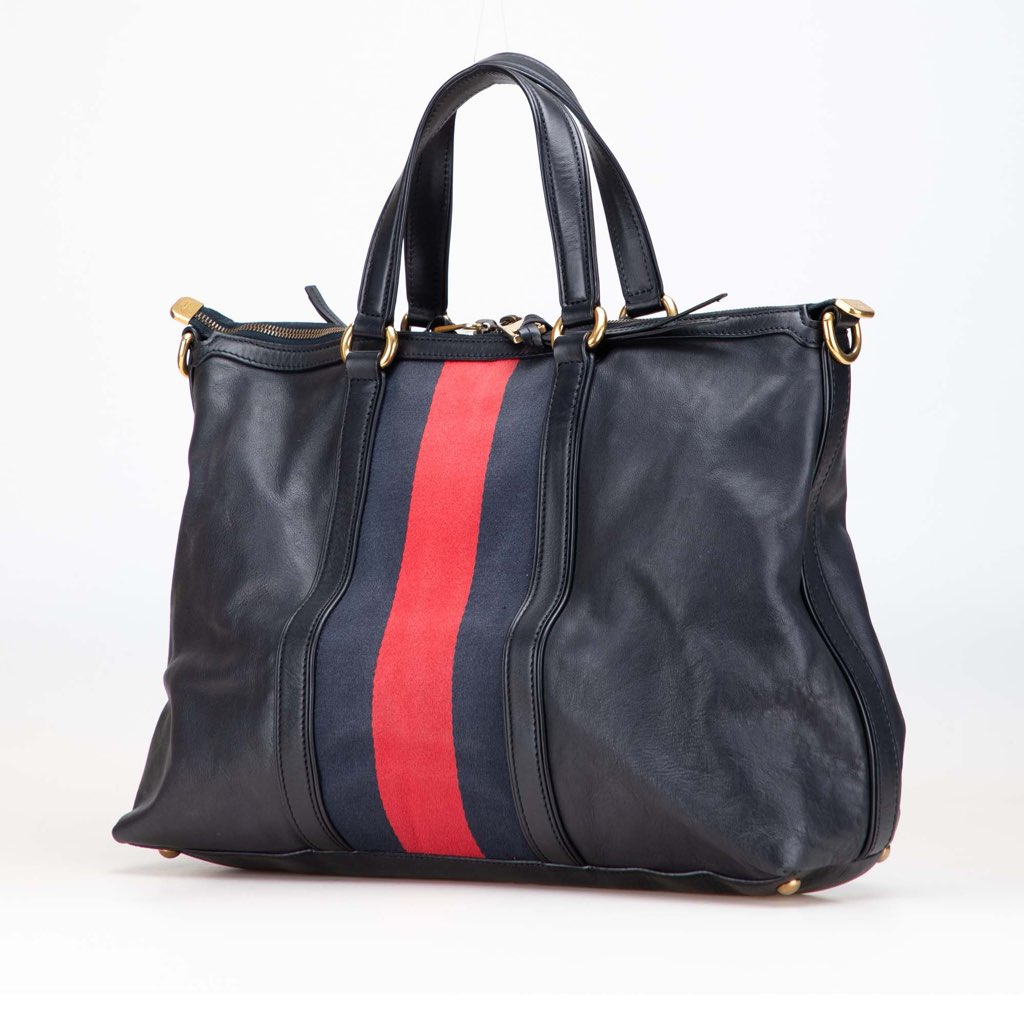 Gucci Medium Leather Web Rania Convertible Tote - Back view