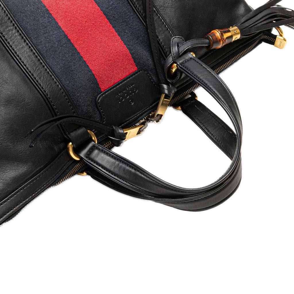 Gucci Medium Leather Web Rania Convertible Tote - Image 13