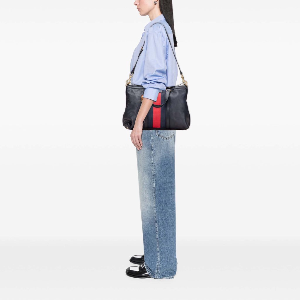 Gucci Medium Leather Web Rania Convertible Tote - Image 14