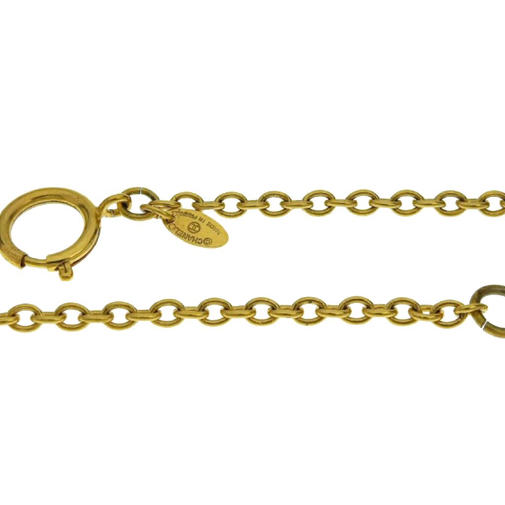 Chanel Gold Plated Logo Round Pendant Necklace - 5