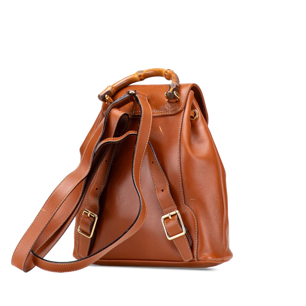 Gucci Leather Bamboo Drawstring Backpack - 2