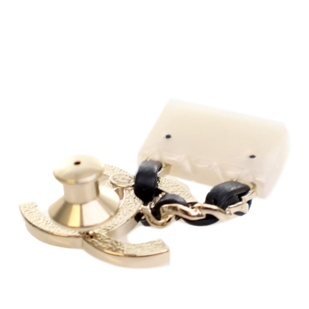 Chanel Gold Plated Enamel CC Quilted Flap Brooch - 3