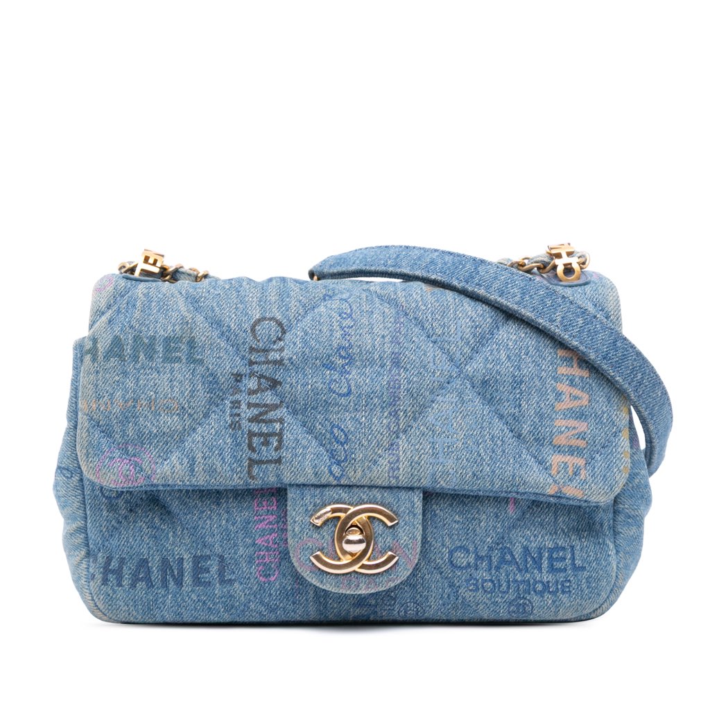 Chanel Mini Rectangular Quilted Denim Mood Flap
