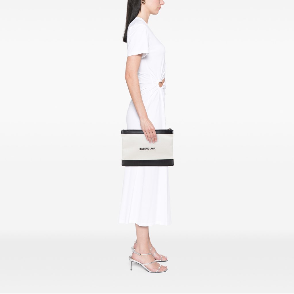 Balenciaga M Canvas Navy Clip Clutch - Image 13