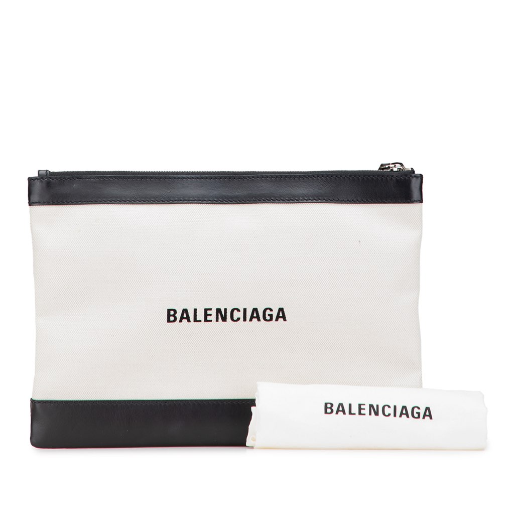 Balenciaga M Canvas Navy Clip Clutch - Image 14