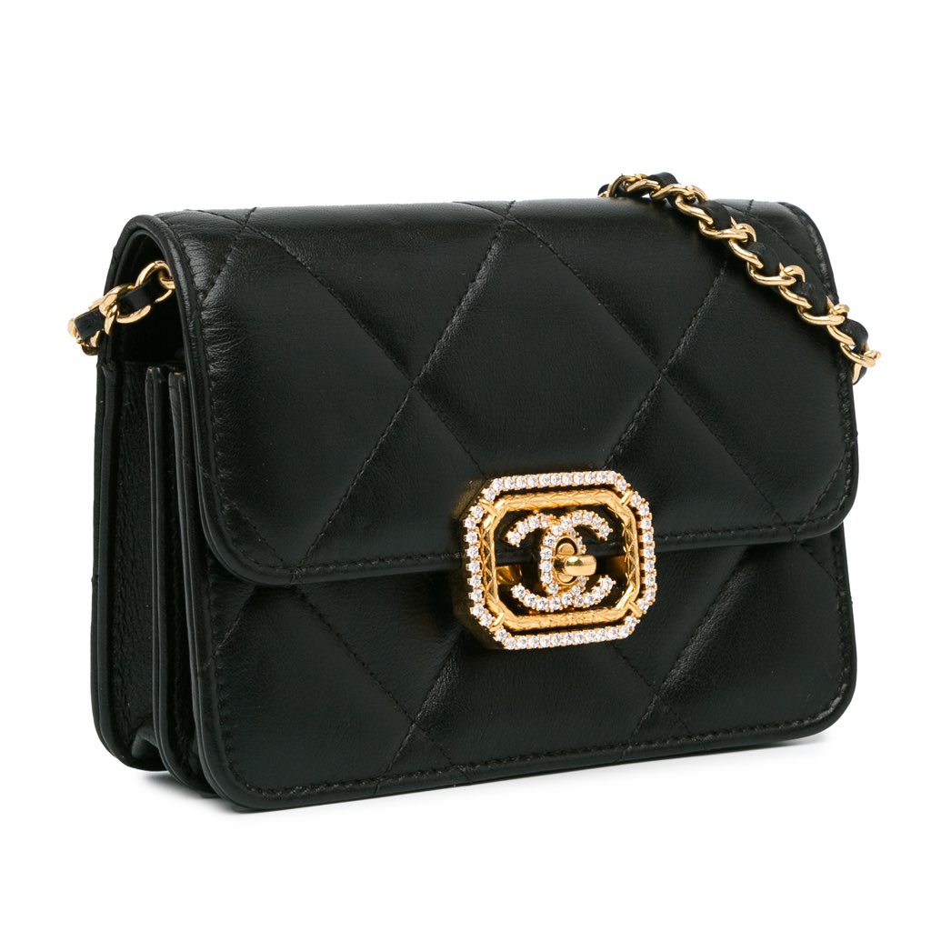 Chanel Quilted Calfskin Strass Clutch With Chain Flap - 2