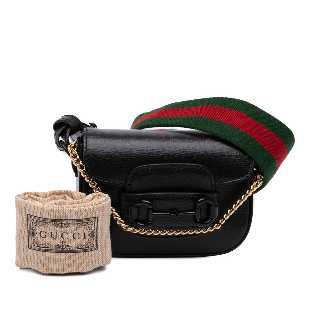 Gucci Mini Leather Horsebit 1955 Web Satchel - Image 14
