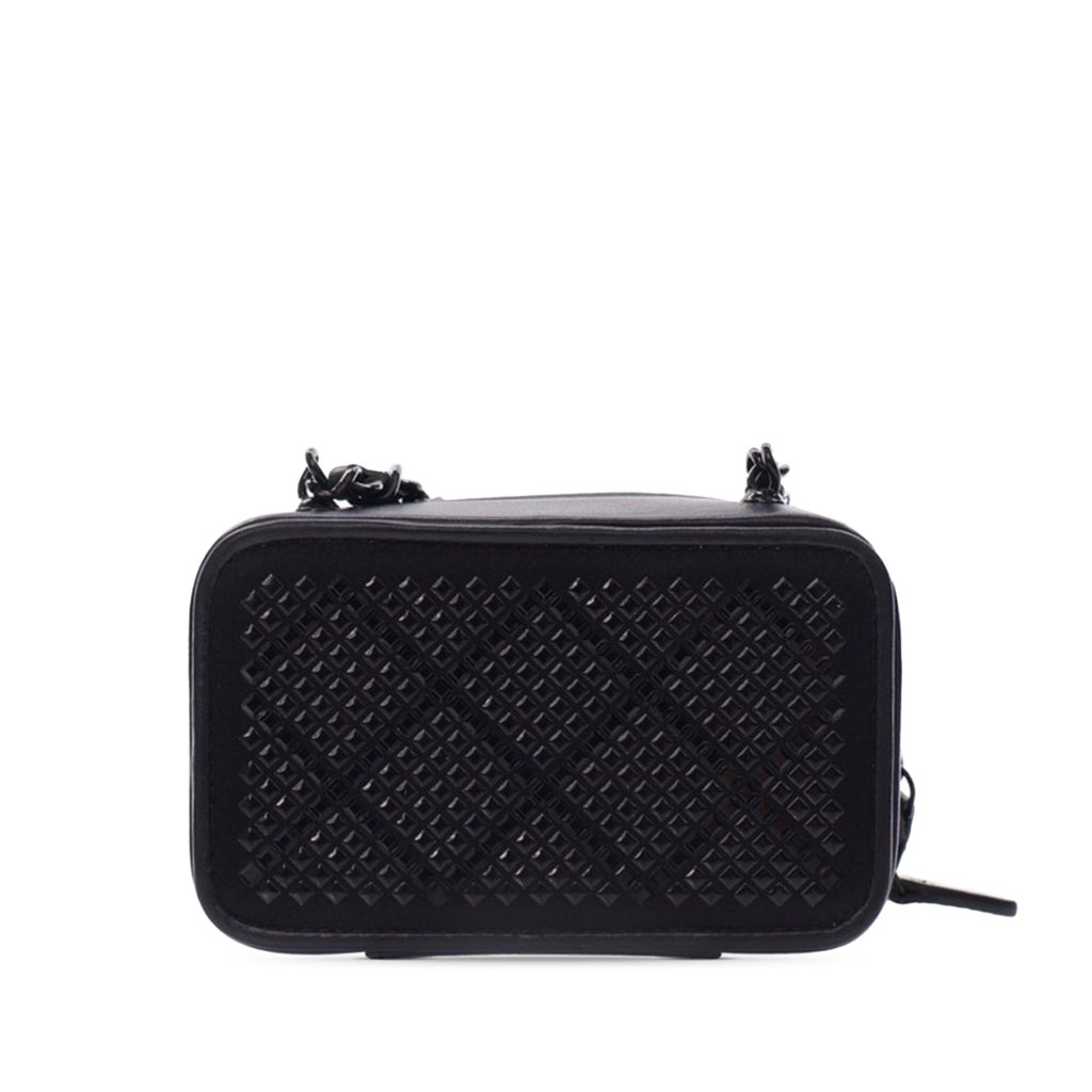 Chanel Lambskin Satin Strass Studded Clutch with Chain - 2