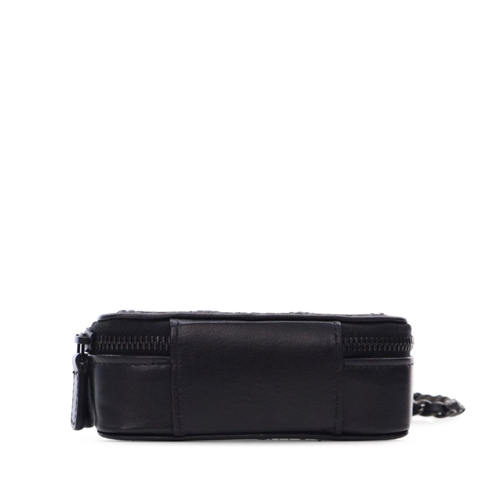 Chanel Lambskin Satin Strass Studded Clutch with Chain - 3