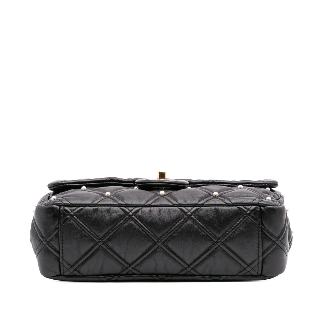 Chanel Medium Quilted Lambskin Pearl Studs Flap - 3