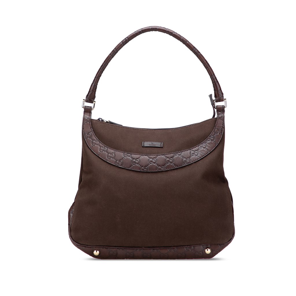 Gucci Guccissima Trimmed Canvas Shoulder Bag