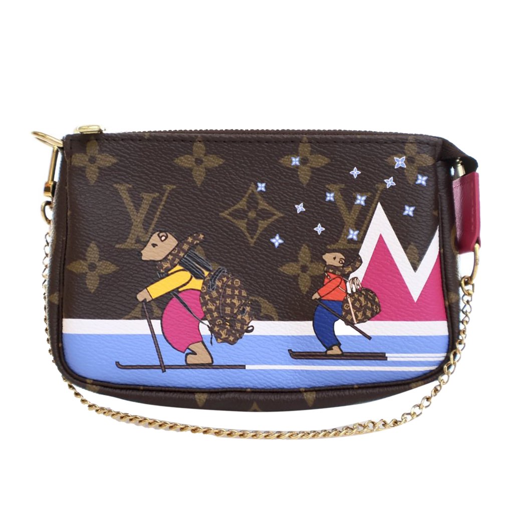 Louis Vuitton Monogram Bears on Skis Christmas Animation Mini Pochette Accessories
