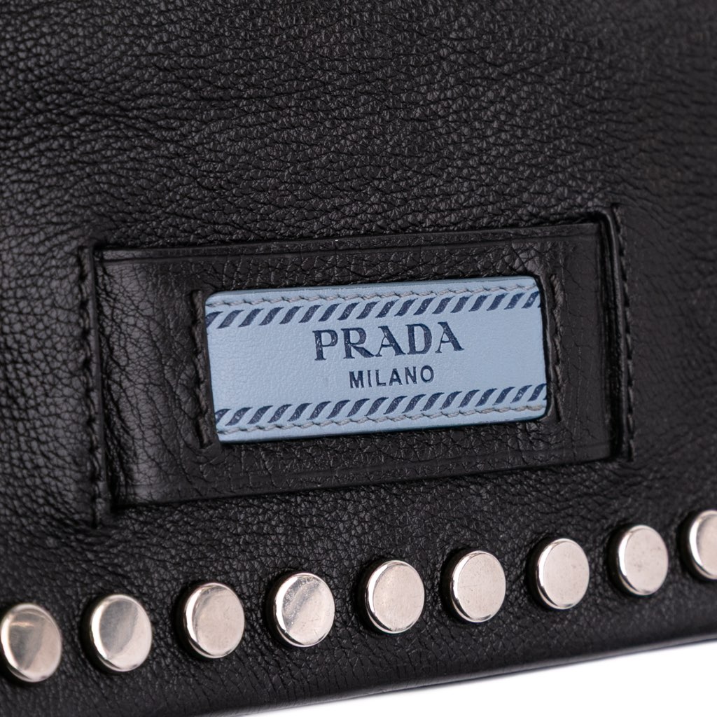 Prada Glace Calfskin Studded Etiquette Flap - 5