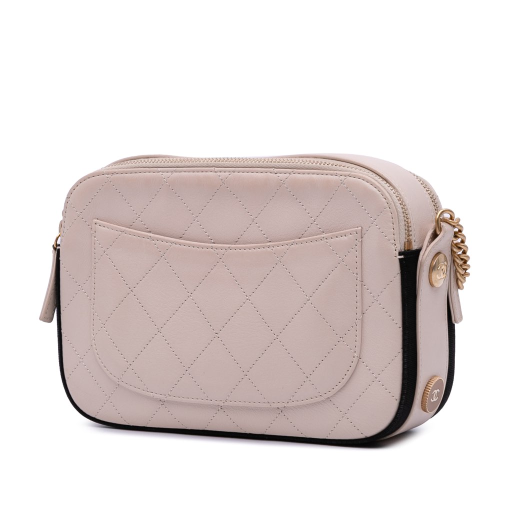 Chanel Calfskin Grosgrain Stitched Button Up Camera Case - Back view