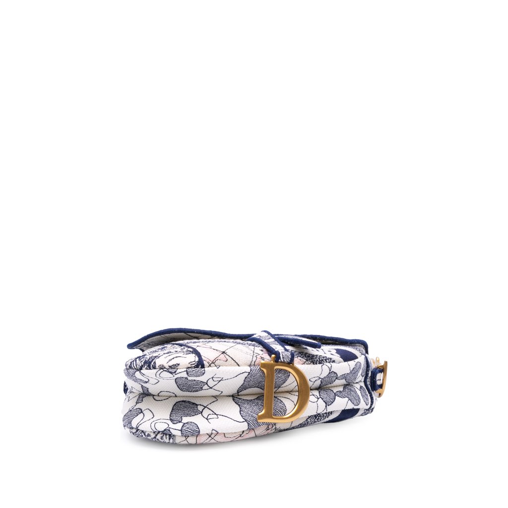 Dior Canvas Embroidered Around the World Saddle Bag - 3