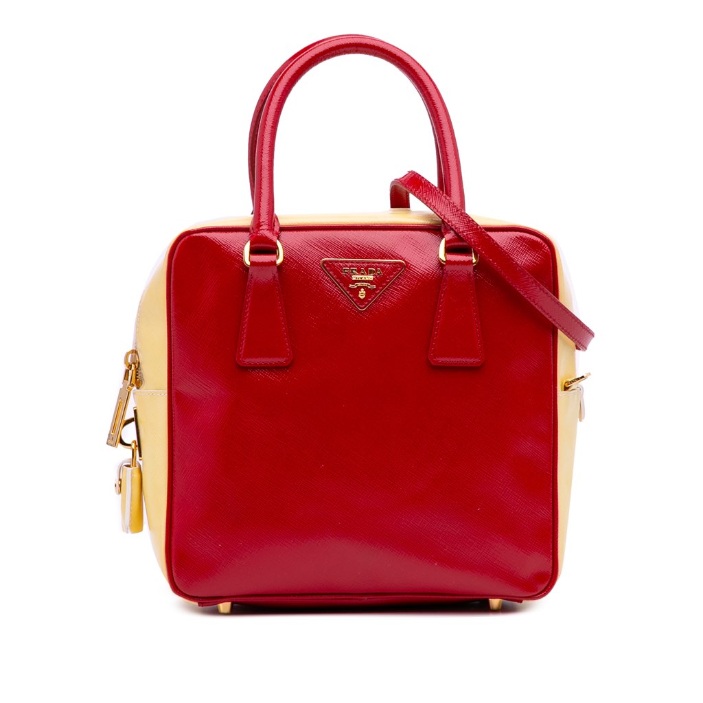 Prada Bicolor Saffiano Vernice Satchel
