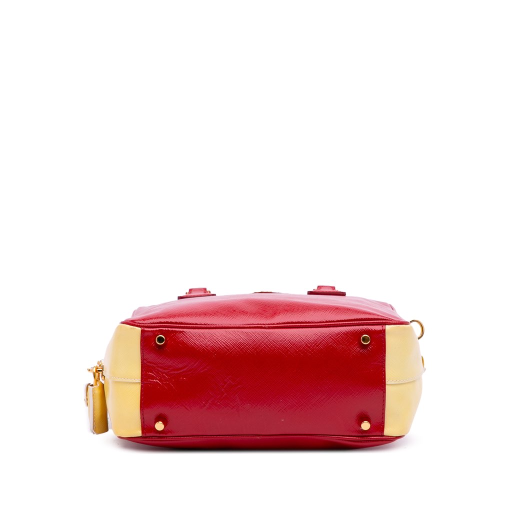Prada Bicolor Saffiano Vernice Satchel - Image 6