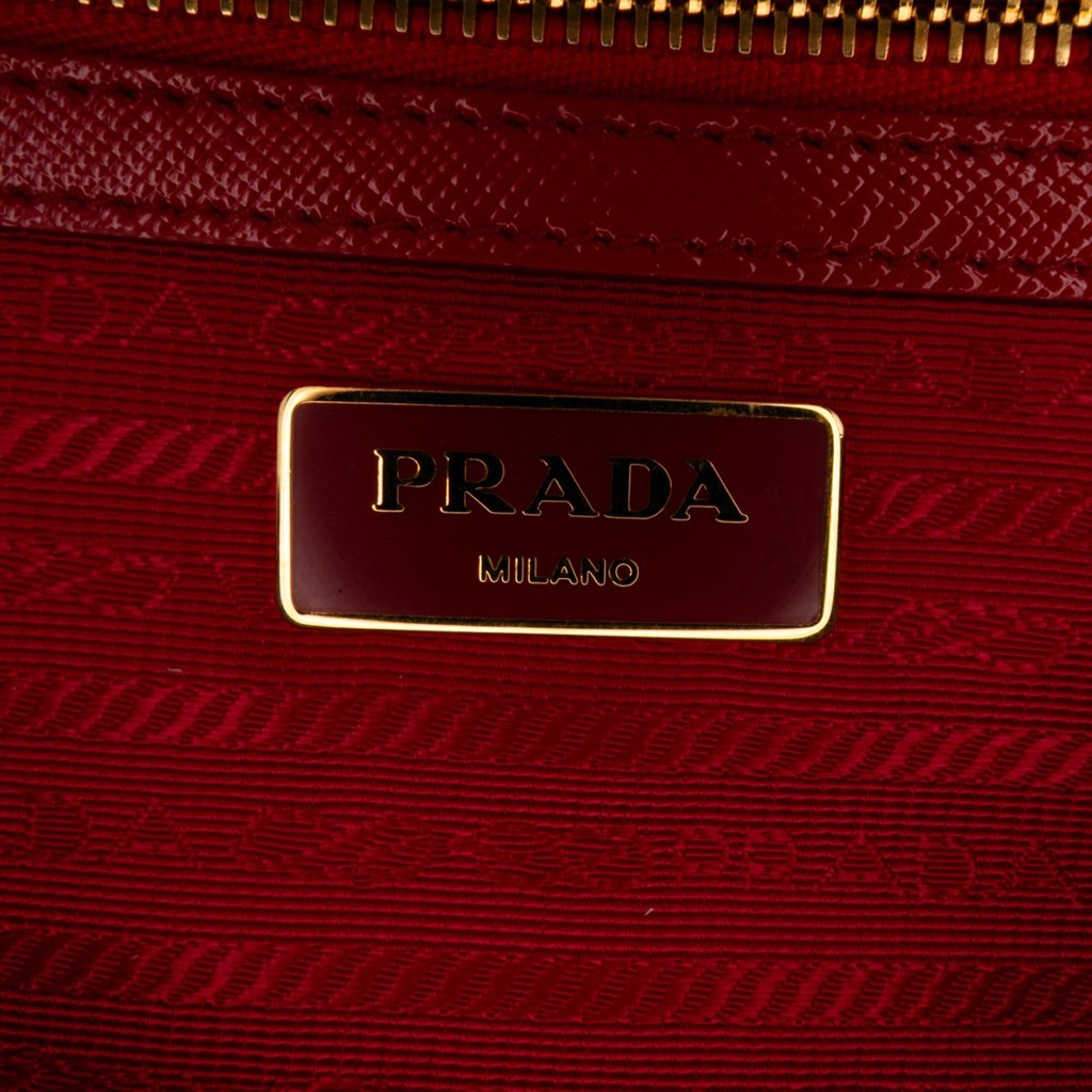 Prada Bicolor Saffiano Vernice Satchel - Side view