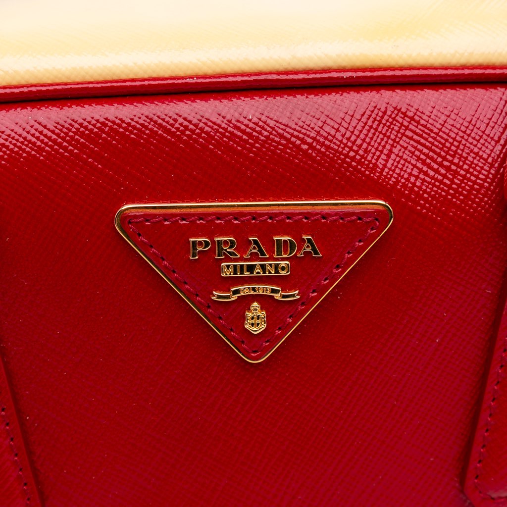 Prada Bicolor Saffiano Vernice Satchel - Image 10