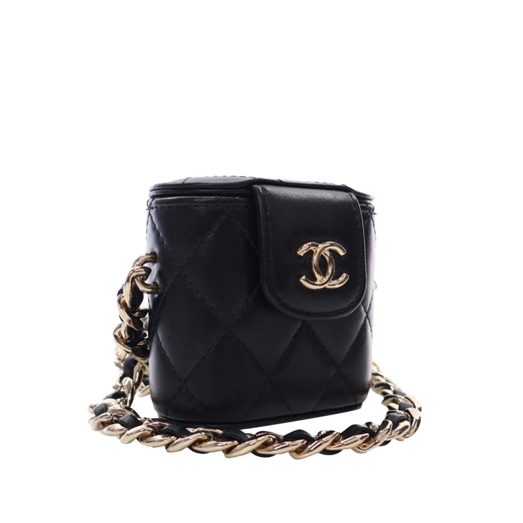 Chanel Mini Quilted Lambskin Resin Elegant Chain Tubular Vanity Case - 2