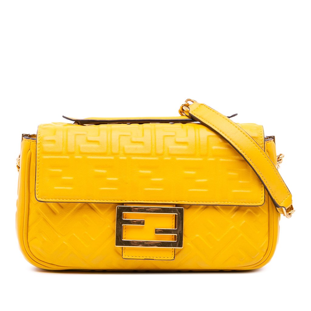 Fendi Zucca Embossed Chain Midi Baguette