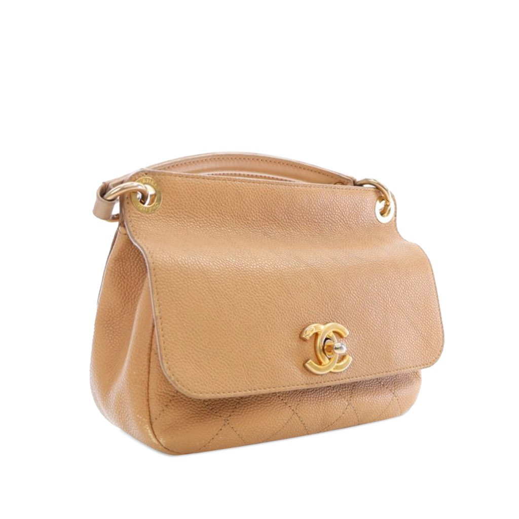 Chanel Small Stitched Caviar CC Lock Top Handle Flap - 2