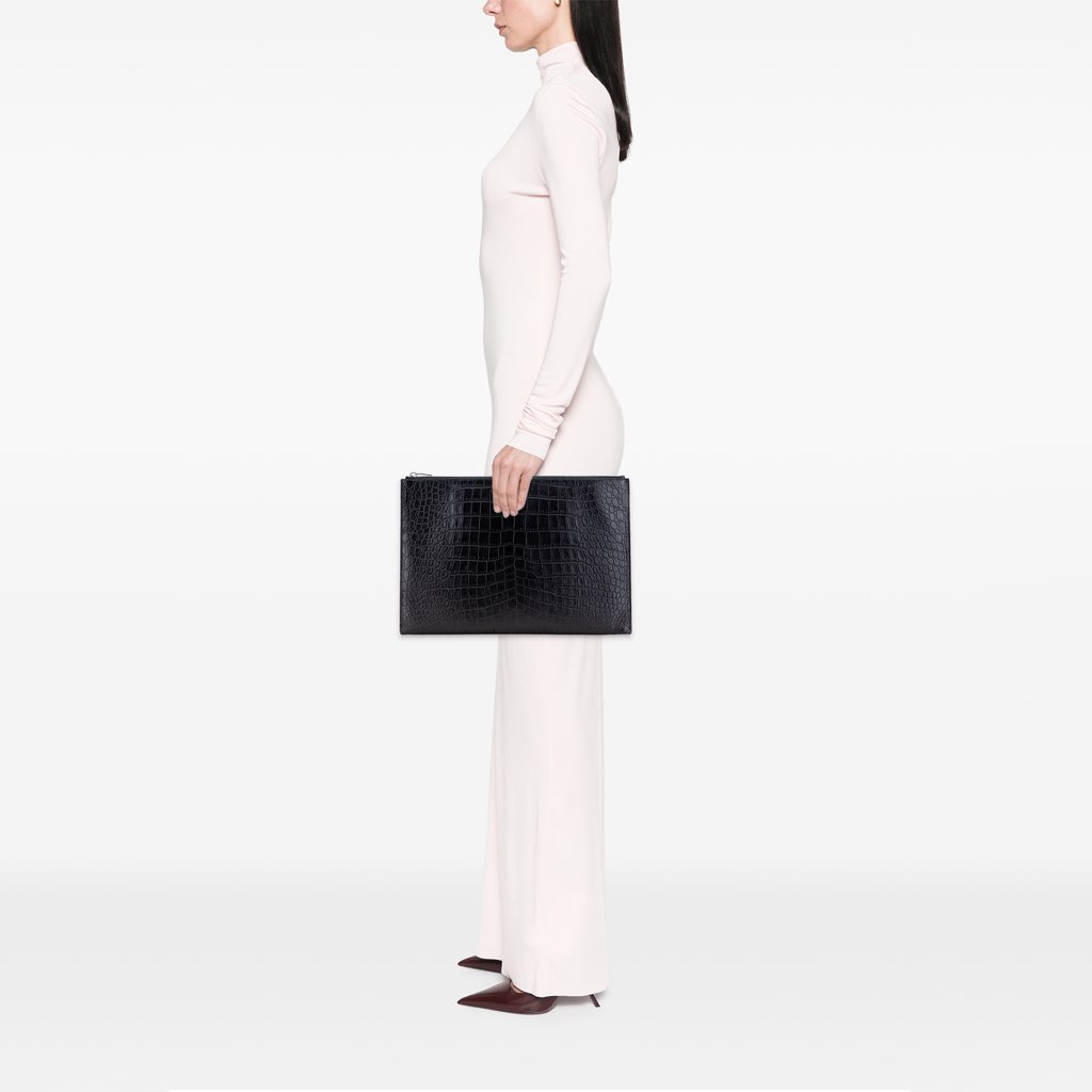 Saint Laurent Croc Embossed Leather Document Holder - Image 13