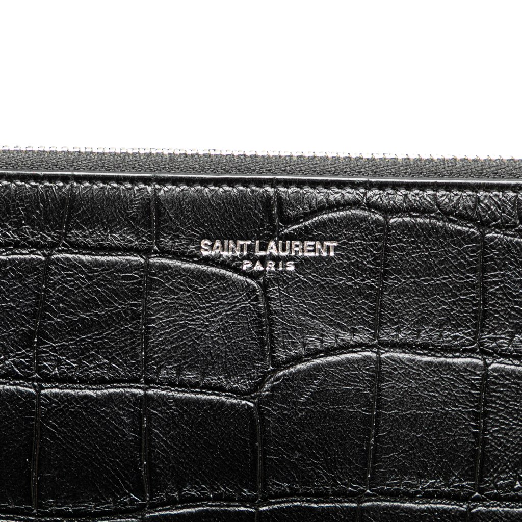 Saint Laurent Croc Embossed Leather Document Holder - Detail 2