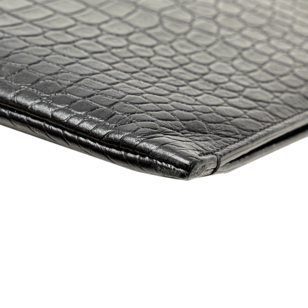 Saint Laurent Croc Embossed Leather Document Holder - Image 12