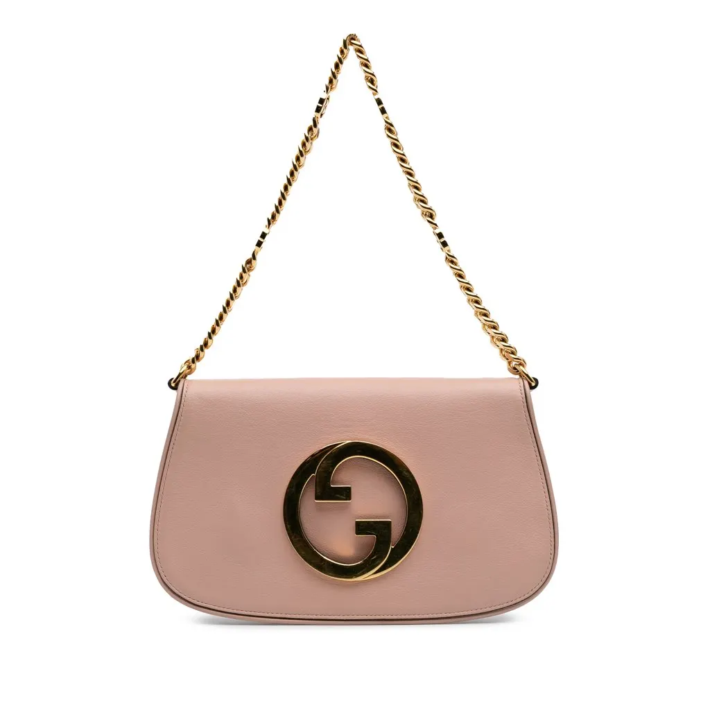 Gucci Calfskin Blondie Chain Satchel Pink Leather Good - Front View