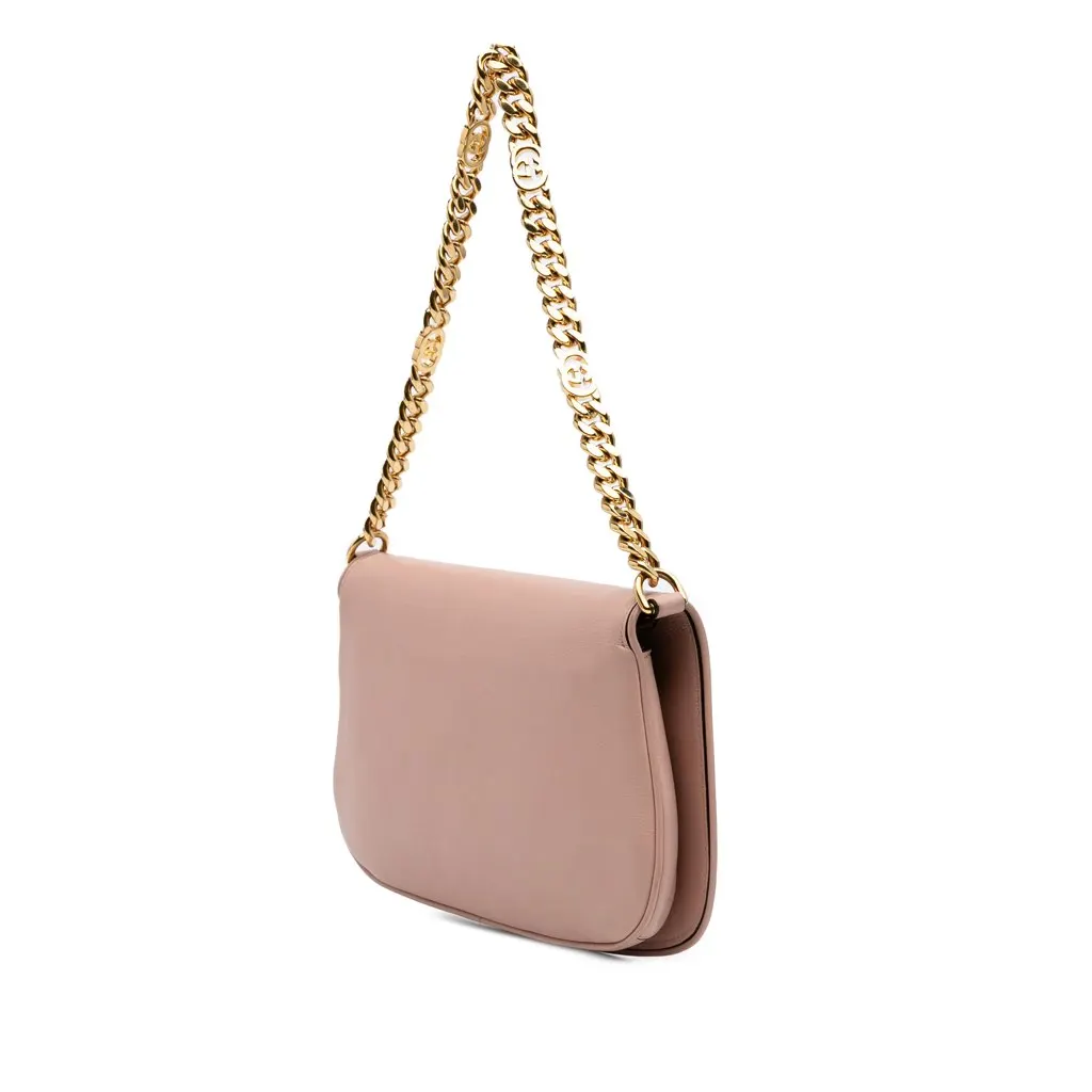Gucci Calfskin Blondie Chain Satchel Pink Leather Good - Back View