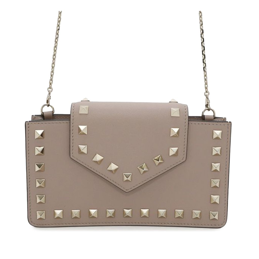 Valentino Calfskin Rockstud Phone Case with Chain