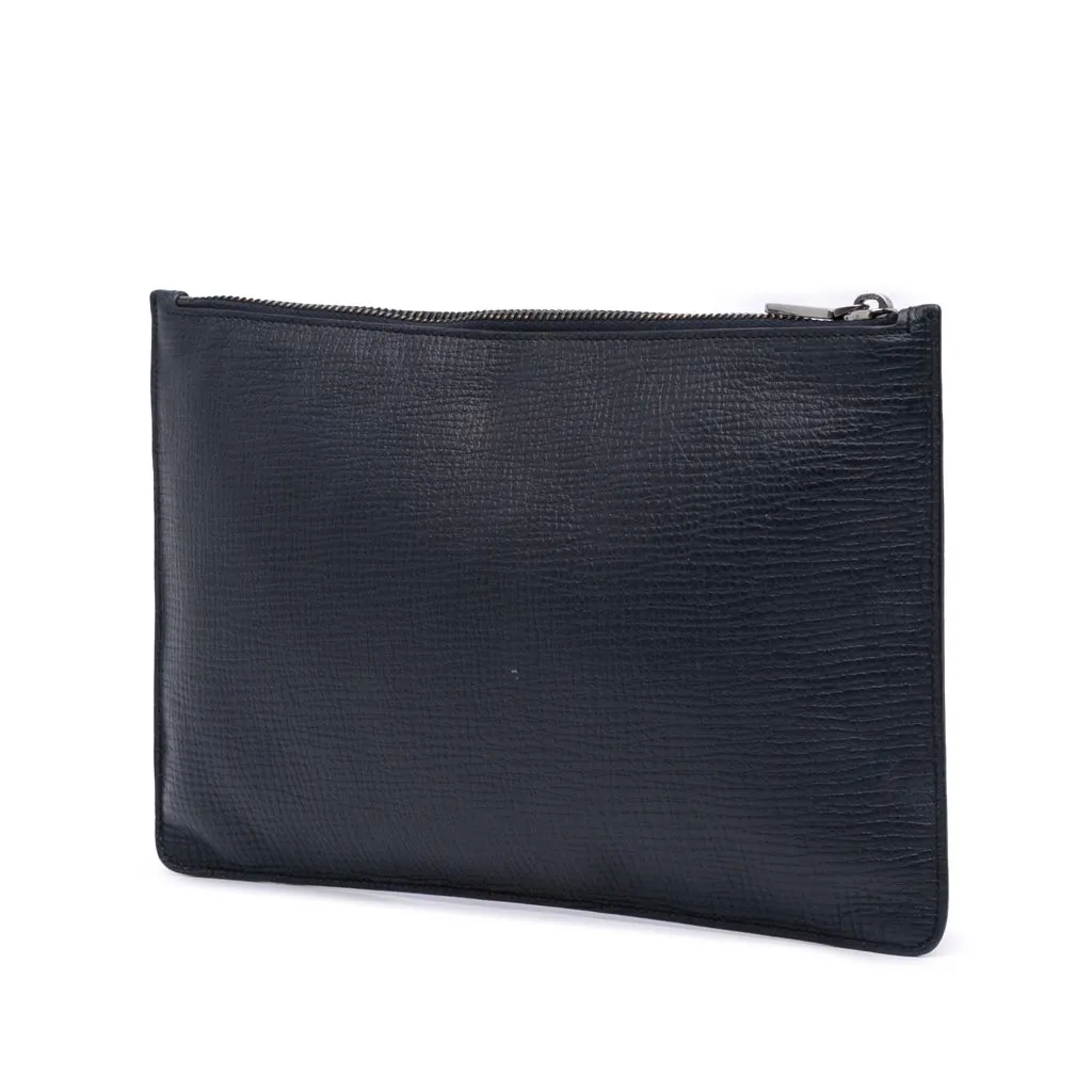 Dolce & Gabbana Leather DG Family Patch Zip Pouch Black Leather Very good - Back View