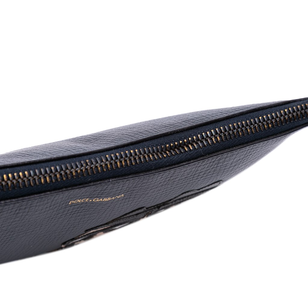 Dolce & Gabbana Leather DG Family Patch Zip Pouch - Image 12