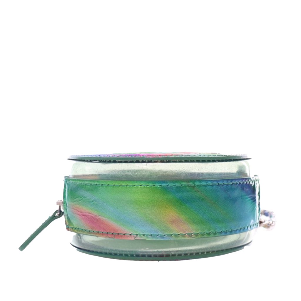 Chanel PVC and Metallic Lambskin CC Filigree Round Clutch with Chain - 3