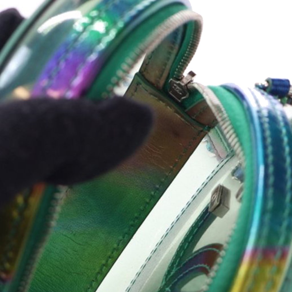 Chanel PVC and Metallic Lambskin CC Filigree Round Clutch with Chain - 4